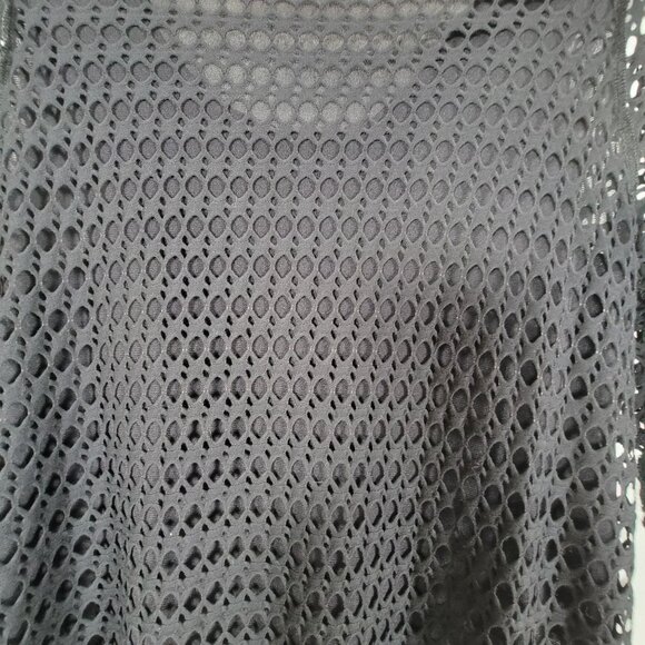 Habitat Black 3/4 Sleeve Open Knit Layered Tunic Top Womens Medium Cotton Blend - Picture 3 of 10